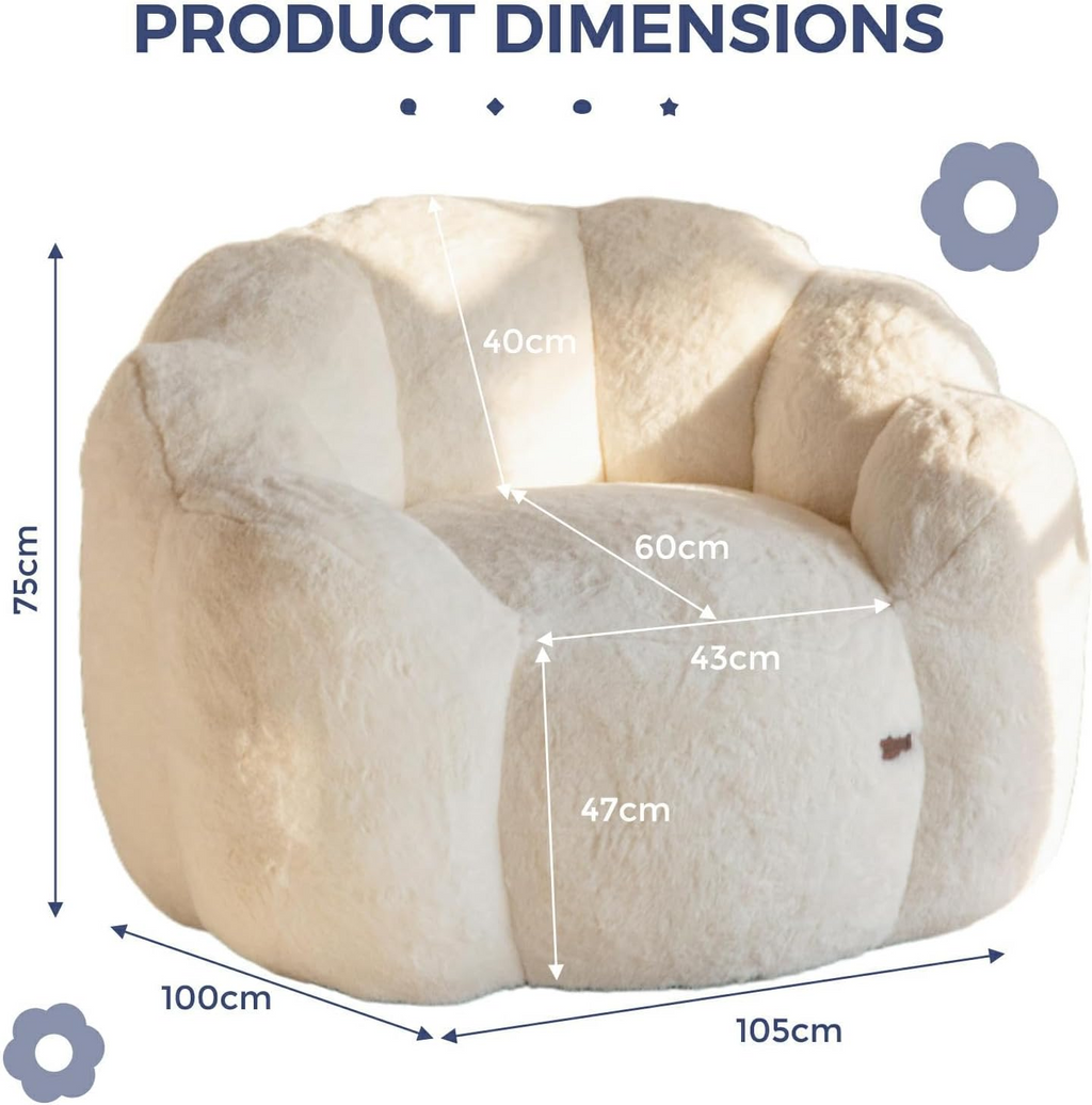 Floral Shaped Faux Fur Bean Bag Chair with Filling