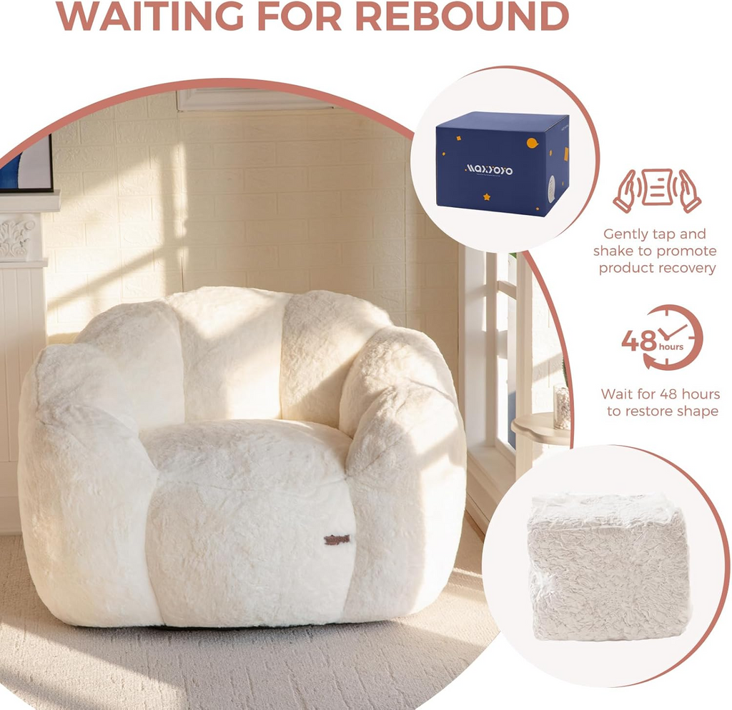 Floral Shaped Faux Fur Bean Bag Chair with Filling