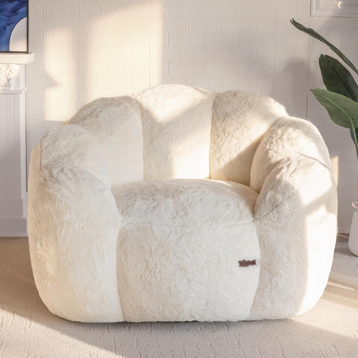 Floral Shaped Faux Fur Bean Bag Chair with Filling